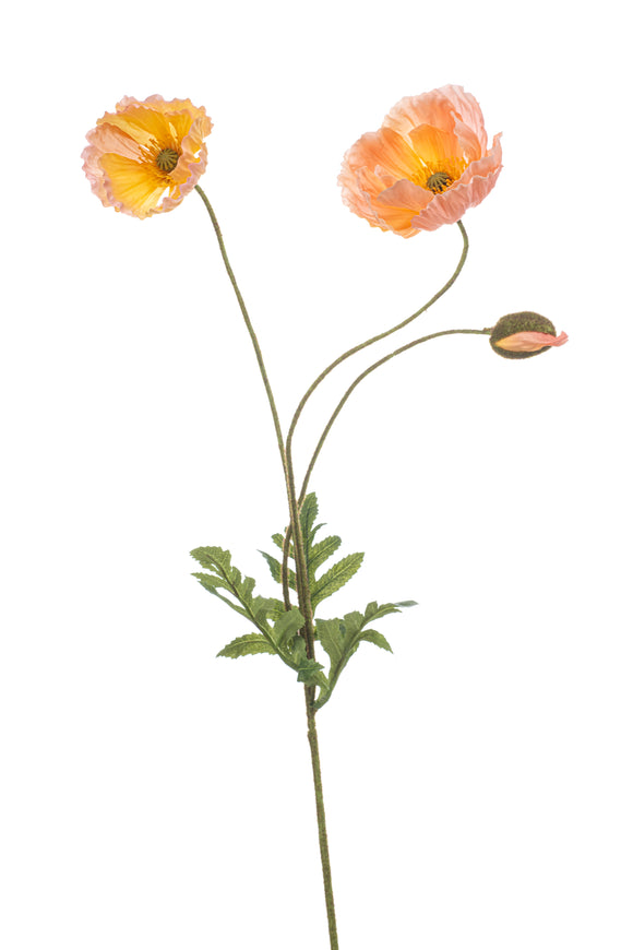 Amapolas artificiales - 1 tallo - color melocotón