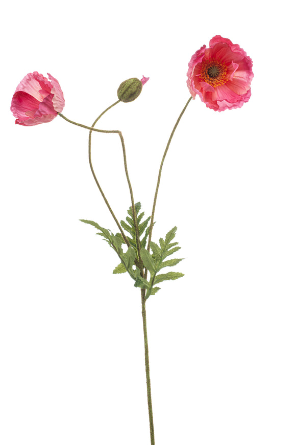 Amapolas artificiales - 1 tallo - rosa