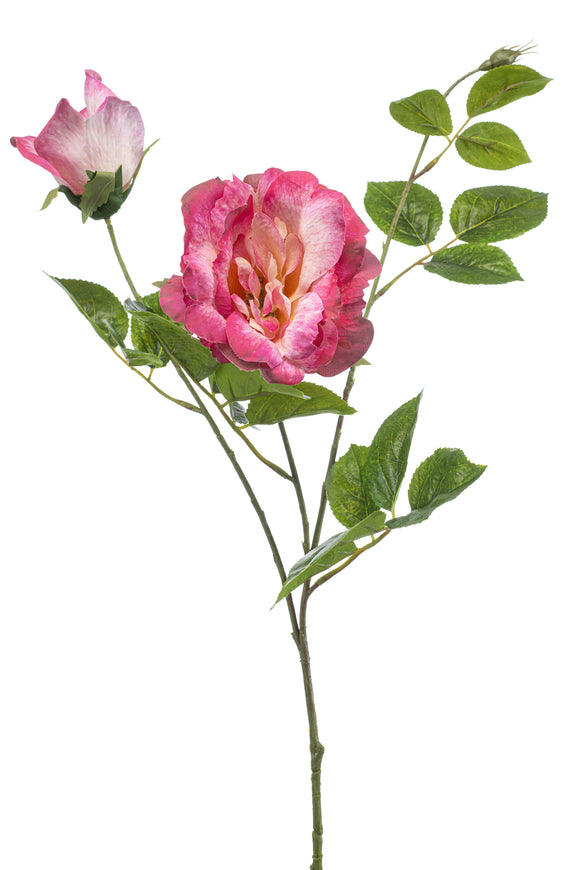 Rosas silvestres artificiales - 1 tallo - rosa