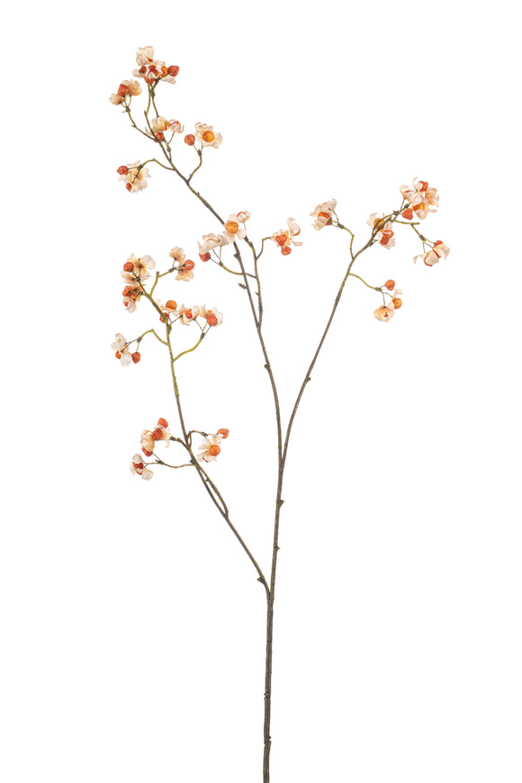 Arbusto fusiforme artificial - 1 rama - color crema/naranja