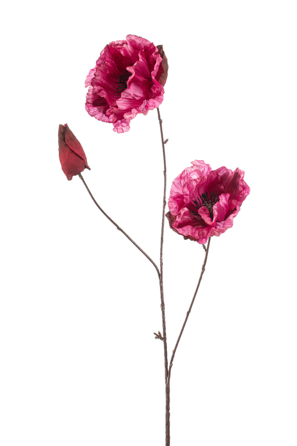 Amapolas artificiales - 1 tallo - rosa/negro