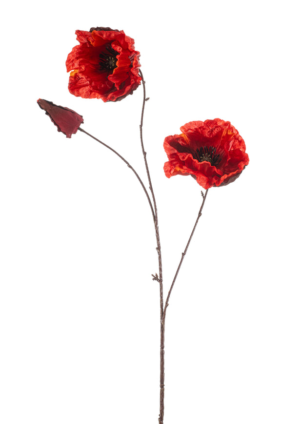 Amapolas artificiales - 1 tallo - rojo/negro